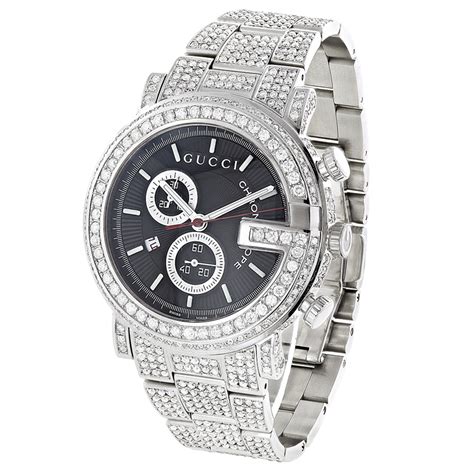 gucci black dial men's watch|Gucci diamond watch for men.